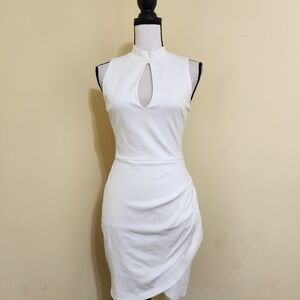 Windsor White Halter Ruched Mini Dress